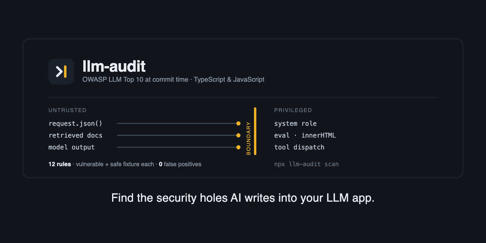 llm-audit, a Semgrep rule pack for the OWASP LLM Top 10